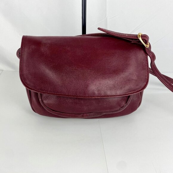 De Mura Leather Purse Shoulder Bag Multi-Pockets Burgundy Red Satchel Handbag - Picture 2 of 10